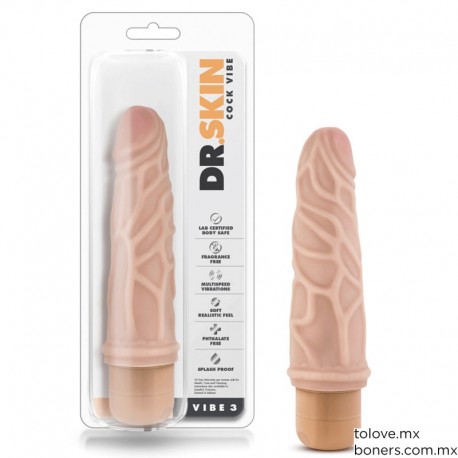 Boutique erótica | Compra Dildo Vibrador Dr. Skin 18 cm Beige | Placer a tu Ritmo | Envío Tabasco, Campeche y Veracruz