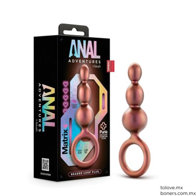 Sex Shop | Compra Plug Anal Beaded Loop Plug Copper 13 cm | Consolador pequeño | Envío Tabasco, Campeche y Veracruz