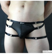 Suspensorio negro con puntos | Black jockstrap with dots S