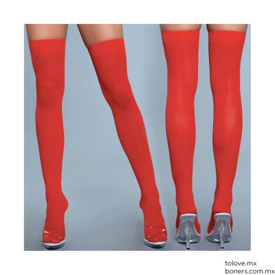 Sex Shop LGBT | Compra Medias Altas Opacas Nylon Rojo OS | Succionador de Clítoris | Envío a Guadalajara rápido y seguro