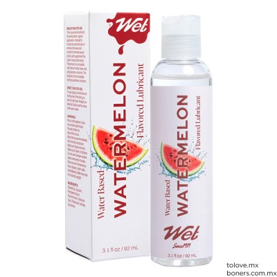 Lubricante íntimo base agua con sabor a sandía Wet Watermelon | Compra juguetes eróticos en México | Envíos discretos