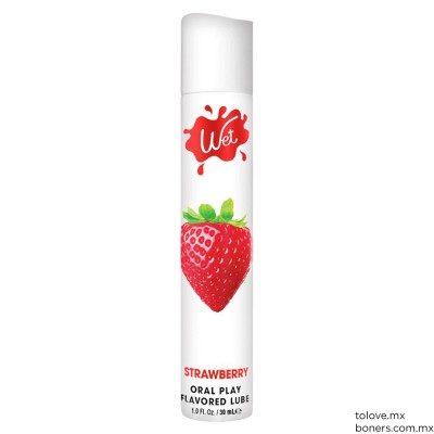 Lubricante íntimo base agua con sabor a fresa Wet Strawberry | Sexshop en México | Envíos seguros y discretos