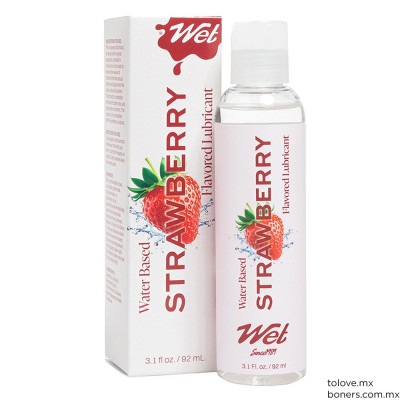 Lubricante base agua con sabor a fresa Wet Strawberry | Sexshop en México | Envíos seguros y discretos en toda la CDMX